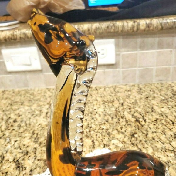 L@@K Vintage Murano Style Art Glass Giraffe 10 Inch Sculpture Amber And Black - Picture 1 of 8